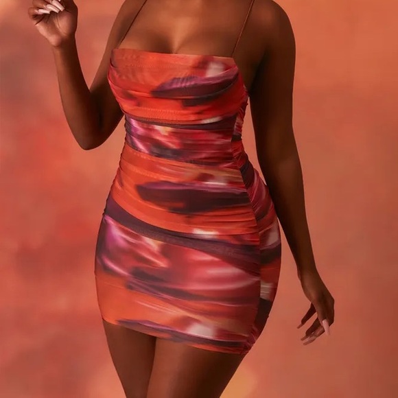 Oh Polly Dresses Oh Polly Lunar Sleeveless Ruched Mini Dress